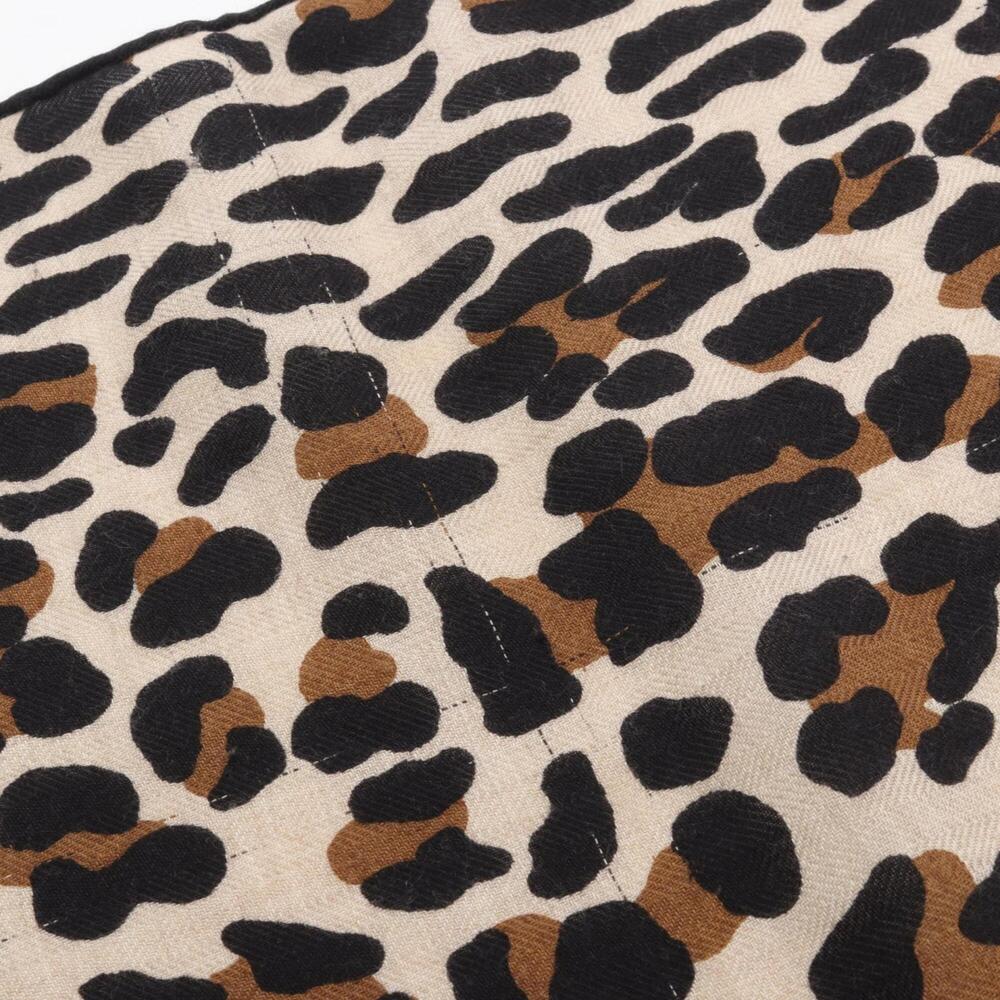 Hermes leopard print stole, silk, cashmere, women's, beige, black, brown. - Picture 6 of 10